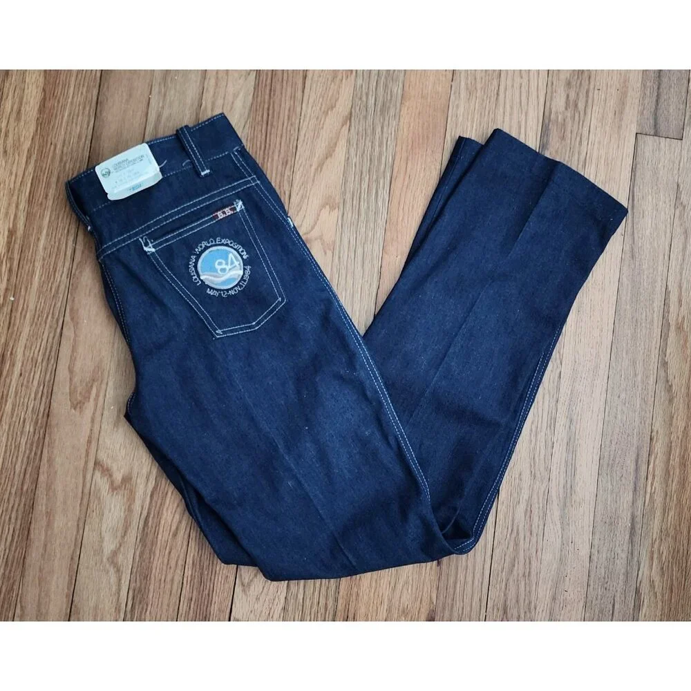 DEADSTOCK Vintage 1984 Jeans 30x32 NOS NWT Louisiana World Expo Embroidered Rare
